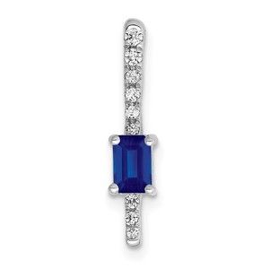 14k White Gold Diamond and .24 Sapphire Fancy Necklace Chain Slide Pendant